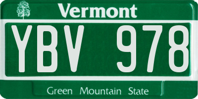 VT license plate YBV978