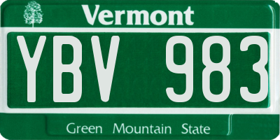 VT license plate YBV983