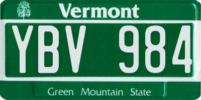 VT license plate YBV984