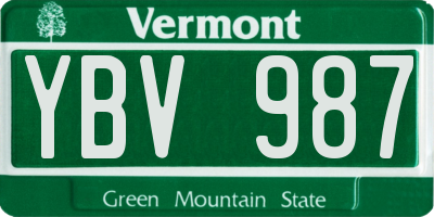 VT license plate YBV987