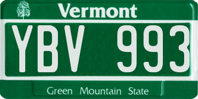 VT license plate YBV993