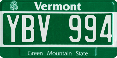 VT license plate YBV994