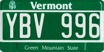 VT license plate YBV996