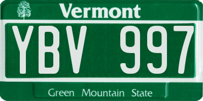 VT license plate YBV997