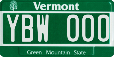 VT license plate YBW000