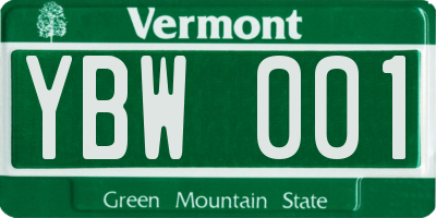VT license plate YBW001