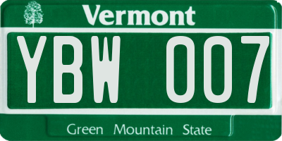 VT license plate YBW007
