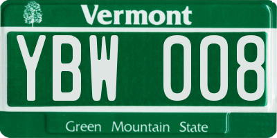 VT license plate YBW008