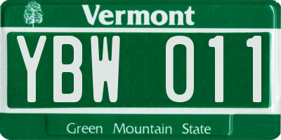 VT license plate YBW011