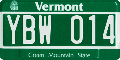 VT license plate YBW014