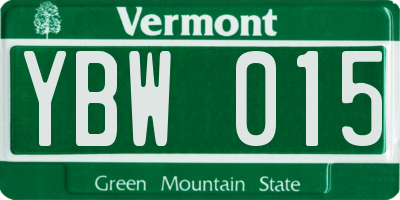VT license plate YBW015
