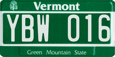 VT license plate YBW016