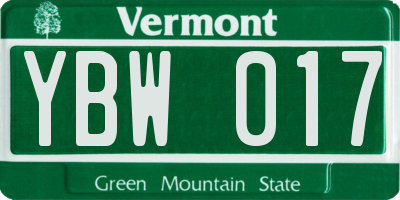 VT license plate YBW017