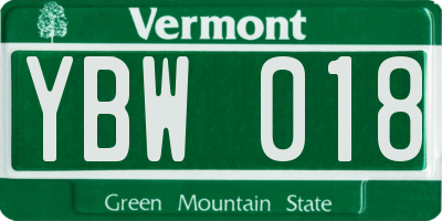 VT license plate YBW018