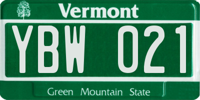 VT license plate YBW021