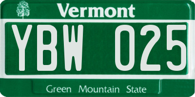 VT license plate YBW025