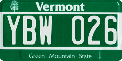 VT license plate YBW026