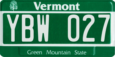 VT license plate YBW027
