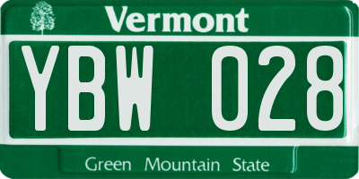 VT license plate YBW028