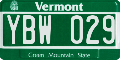VT license plate YBW029