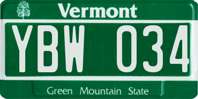 VT license plate YBW034
