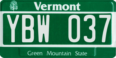 VT license plate YBW037