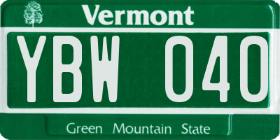 VT license plate YBW040