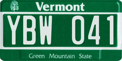 VT license plate YBW041