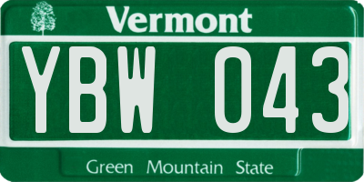 VT license plate YBW043