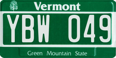 VT license plate YBW049