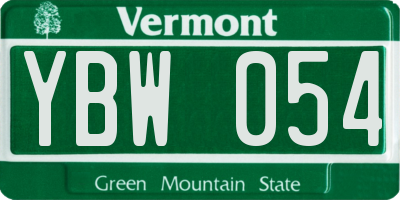 VT license plate YBW054