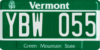 VT license plate YBW055