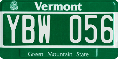 VT license plate YBW056