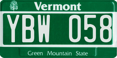 VT license plate YBW058