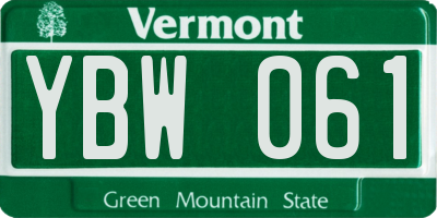 VT license plate YBW061