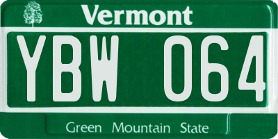 VT license plate YBW064