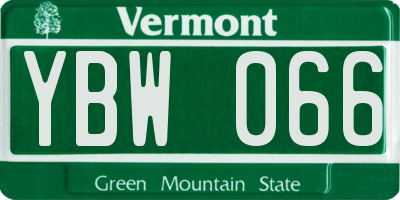 VT license plate YBW066