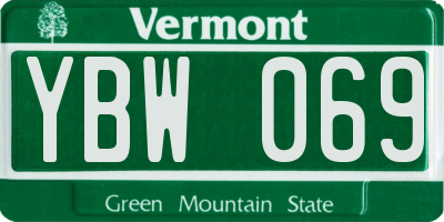 VT license plate YBW069