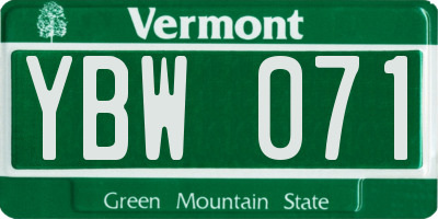 VT license plate YBW071