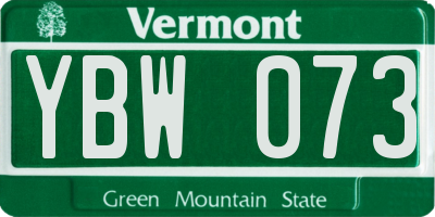 VT license plate YBW073