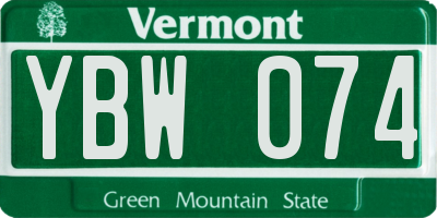 VT license plate YBW074