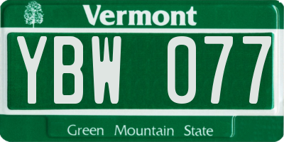VT license plate YBW077