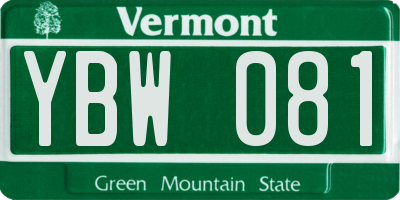 VT license plate YBW081