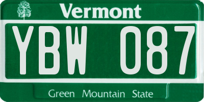 VT license plate YBW087