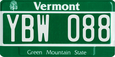 VT license plate YBW088