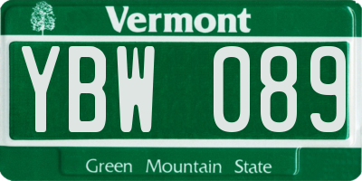 VT license plate YBW089