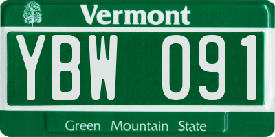 VT license plate YBW091