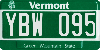 VT license plate YBW095