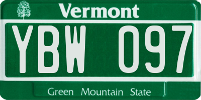 VT license plate YBW097