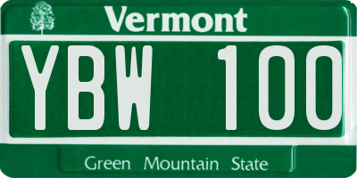 VT license plate YBW100